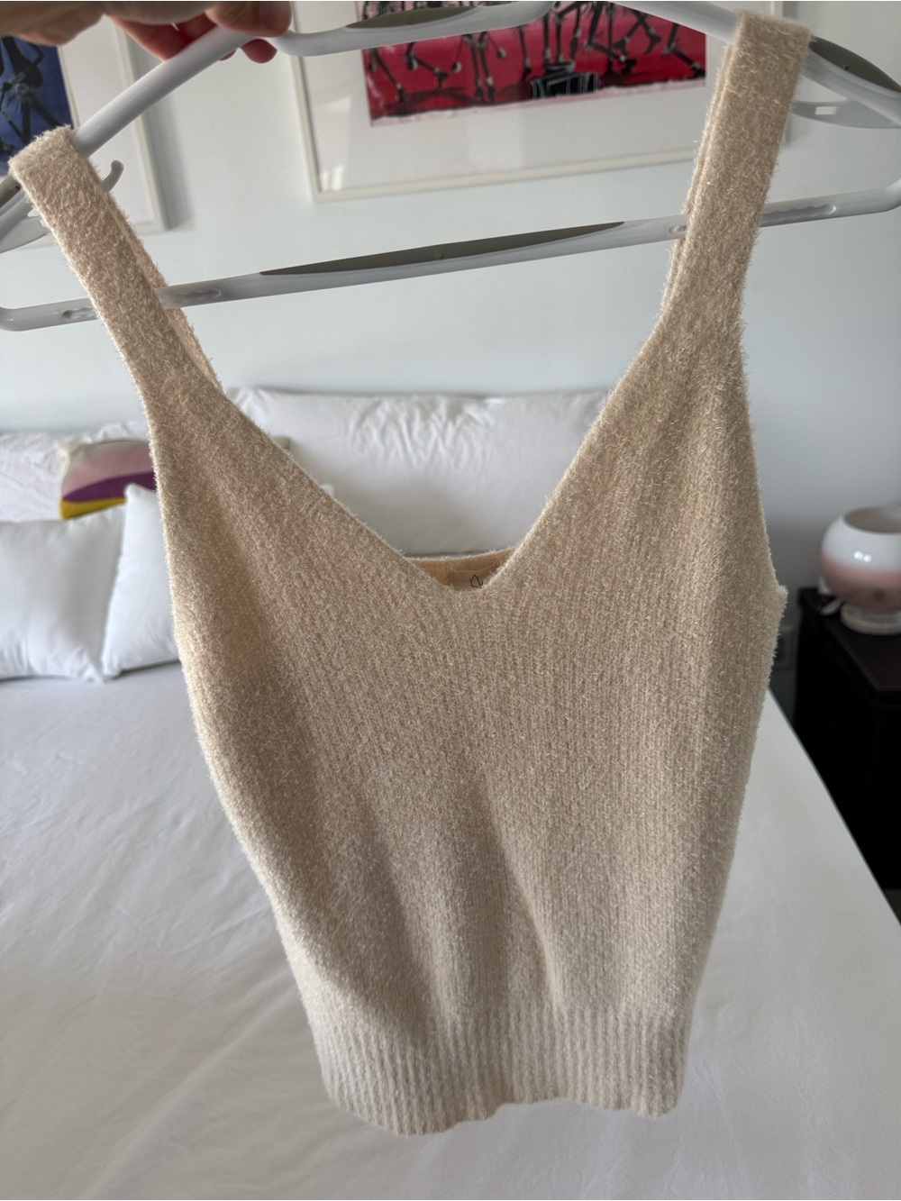 Joie Cream Textured Knit Sleeveless Top